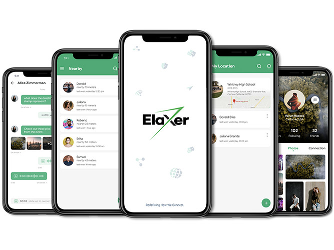 Social Networking App Elaxer Screens